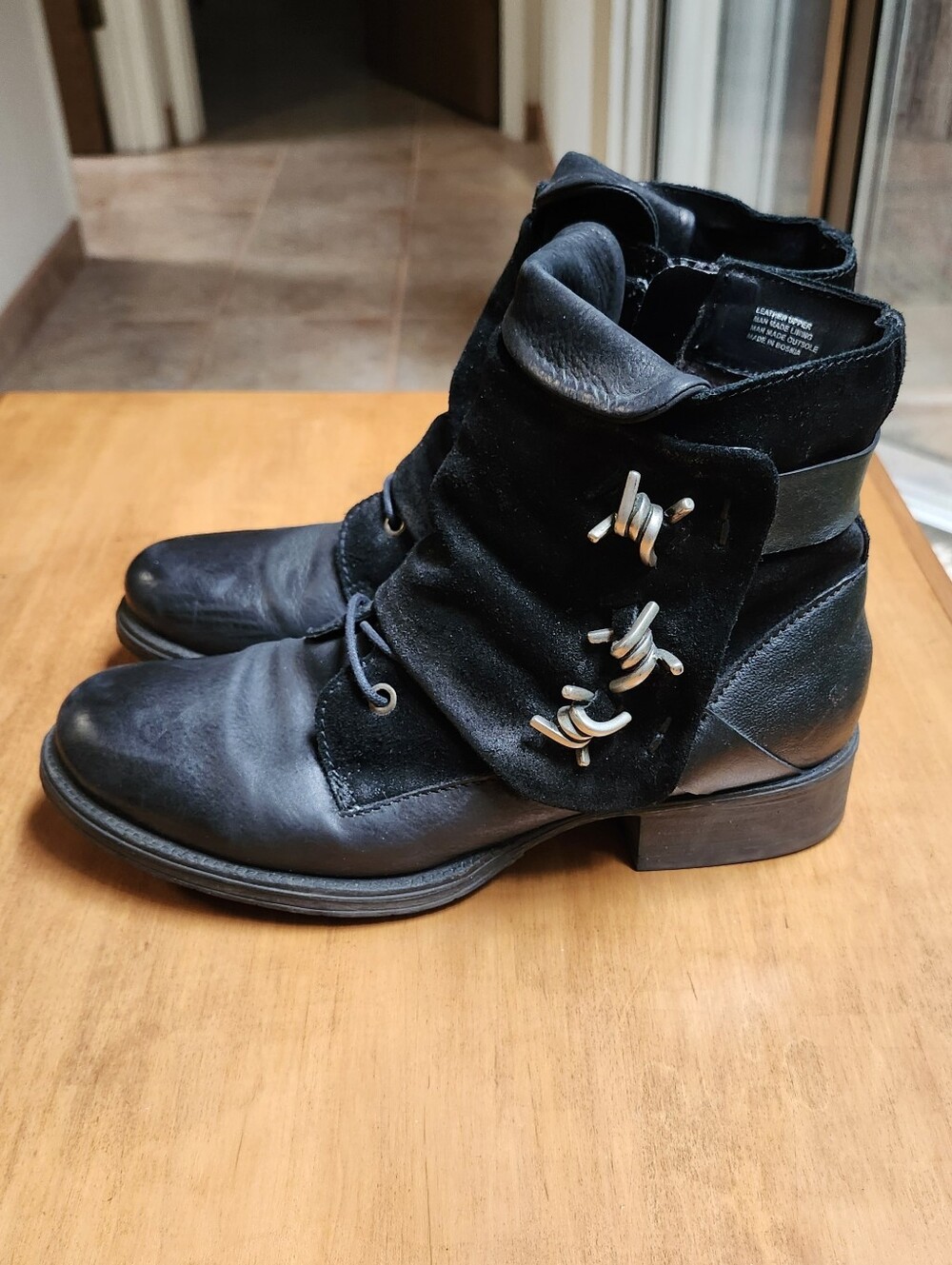 Miz Mooz Ness Suede And Leather Barbed Wire Ankle Boots